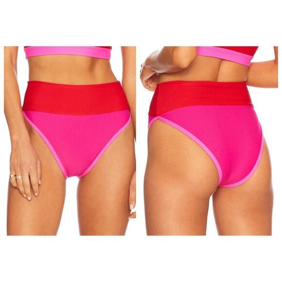 Beach Riot Emmy Colorblock High Waist Bikini Bottoms Size Large - Picture 1 of 6